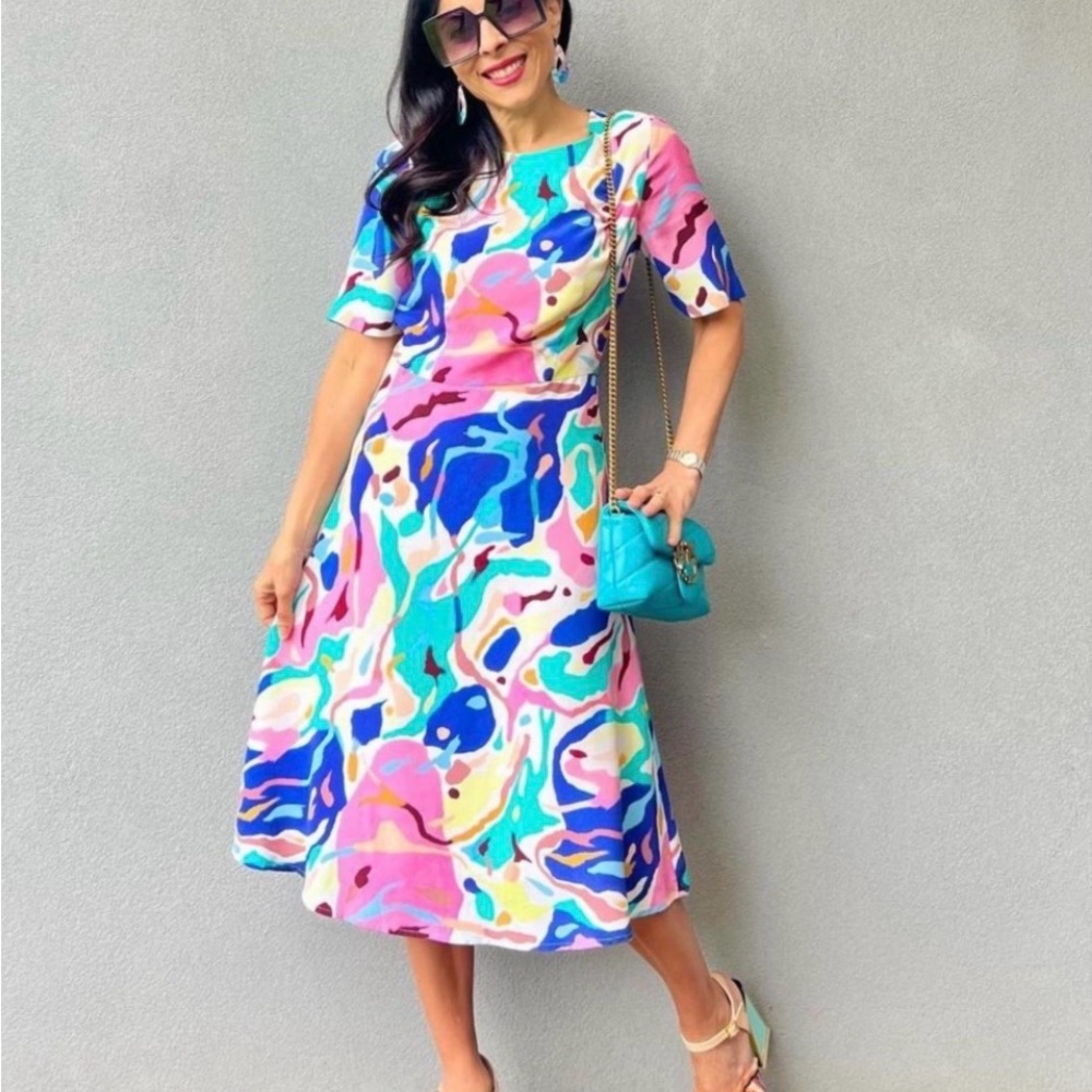 Mireia Ruiz + Gorman Canvas Silk Midi Dress Size 6